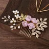 Haarclips Doek Flower Alloy Comb Goud-vergulde rommelige Bun Maker 10-TETH Tiara voor het maken van feestkapsels voor verjaardagsfase