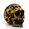 Halloween Black Skull Head Golden Scarving Horror Home Table Decorative Craft Resin Skull Os Bone Skeletons