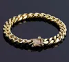 10mm Width 18K Gold Plated Hip Hop Bracelets Luxury Chain Bracelets Jewelry Fashion Men Bling Zircon Jewelry Clasp Bracelets210O9823039