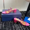 Aquazzura kristal verfraaide muilezel slippers sandalen hakken glippen op dikke hiel glijbanen open teen schoenen dames luxe designer lederen buitenzool avondschoen 35-42