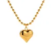 Chaines UWorld 18K Gold Color en acier inoxydable en acier inoxydable tridimensionnel Peach Heart Round perle Collier de texture féminine bijoux