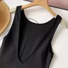 Casual jurken Maxdutti linnen mouwloze midi -jurk vrouwen mode elegante forens vrijetijds Noordse minimalistische zwarte katoenen tank