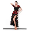 STAGE PEUR CORDE BODYS FLORAL V COU COUCHE LATIN DANSE Robe pour femmes Performance Belly Modern Dancing Robes A1384