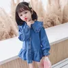 Robes de fille pour filles robe de jean solide style décontracté enfant printemps automne costumes enfants