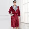 Women's Sleepwear Plus Size 3XL 4XL Men Flannel Robe Thick Warm Long Bathrobe Nightgown Winter Coral Fleece Casual Nightwear Home Wear