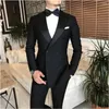 Les costumes masculins noirs pour les hommes pics à revers doubles à poitrine sur mesure de marié de mariage sur mesure