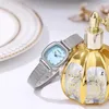 Armbandsur Square Quartz Women's Watch rostfritt stål Dial Elegant Rhinestone With Movement Minimalist