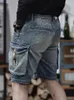 Jeans masculin vintage mens high street big poches big poches cargo shorts denim classiques conception du genou d'été pantalon hommes hétéro