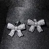 Boucles d'oreilles Super Fairy Design complet Zircon Bow Trend's Trend's Trend Silver Color Silver Color aiguille