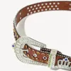 Riemen vrouwen punk bezaaide taille riem met pin buckle crystal sieraden westerse cowboy pu faux lederen tailleband