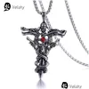 Подвесные ожерелья мода двойной дракон -меч титановый стальное ожерелье ретро панк -крест
