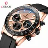 Chenxi/chenxi mass multi -funcional ditong na silicone watch threeys ofy six agulha lunar fase timing quartzo relógio