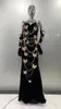 Sukienki swobodne modne rękawiczki złoto lśniący Diamentowy motyl bez ramiączek czarny długi sukienkę Celebryty Luksusowy wieczorny strój