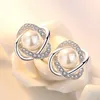 Stud Designer 925 Boucles d'oreilles étalons en cristal de perle personnalisé en argent sterling pour femmes bijoux de mariage de mariage cadeau H240504