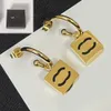 High Texture Brand Letter Studs Designer Earrings Stud 18K Gold Plated Stainless Steel Quadrate Design Earring Jewelry Women Accessory Wedding Gifts with Box