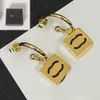 Hochtextur Brandbriefe Schienen Designer Ohrringe Stud 18k Gold plattiert Edelstahl Quadrate Design Ohrring Schmuck Frauen Accessoire Hochzeitsgeschenke mit Kasten