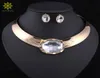 Aussage Frauen Choker Halskette Ohrringe Set goldene Farbe afrikanische klobige Strass -Halskette Halskette Kragen Schmuck Sets5969589