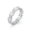 3 kleuren Baguette belofte Ring Diamond 925 Sterling Silver Statement Party Wedding Band Ring For Women Men Finger Jewelry 288N