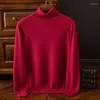 Suéteres masculinos Cashmere Sweater Roupeling Wool Pullover alto colarinho macio machado machos tops machos