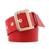 2019 New Designer Rock Punk Ladies Wide Black Red Grommet Leather Female D Ring Buckle Waistband for Women Dress 306H