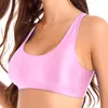 Women's Tanks Glossy Tops Femme Sexy Lingerie U Neck Solid Color Tank Crop Sleeveless Vest For Sport Yoga Fitness Casual