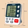 Digital Kitchen Timer 3 Channels Count UPDown Timer 3 Levels Volume Alarm Clock LCD Display Mute Flashing Timer for Studying 240430