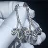 Orero per gocce di gioielli fine 925 Sterling Silver Pave Impostazione Diamond Engagement Orecchini a pensione per matrimoni per donne Gift Bridal 278h