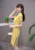 Ethnische Kleidung Frauen rosa Sommer Baumwolle Cheongsam Plaid Chinesische Nationalkleid Vintage Traditionelle Mädchen Casual Qipao