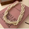 Choker Bohemian Style Imitation Pearl Collier pour femmes multicouches Chaîne de clavicule de luxe de mode exagérée pour femmes bijoux 2024