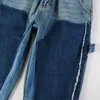 Heren jeans mannen losse zakken lading franje gesplitste afgifte zoom laars gesneden broek niet stretch denim uitlopende broek broek