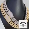 Bijoux hip hop 925 argent sterling 15 mm Baguette coupe diamant luxe Moisanite Cuban Link Chain