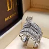 Cute Female Crystal White Diamond Ring Set Luxury 925 Silver Engagement Ring Vintage Bridal Wedding Rings For Women 201w