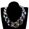 Chaines Fishsheep Iridscent Color acrylique Chunky Chain Chain Choker Collier pour femmes Résine Boho Big Colliers Transparent