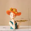 Objets décoratifs Figurines Modern Girl Statue Makeup Organisateur Ornements Home Decor Crafts Vase Resin Ornaments Clé Snacks Candy Candy Rangement Tray Gift T240506