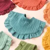 Factory Direct Kids Bib 100% Cotton Double Layer Waterproof Baby Saliva Towel Comfort Ruffle Drop Shape Children Bibs 240429