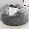 Stoelhoezen D72x35in Gigantische bont zitzak Cover Big Round Softy Fluffy Faux Standbag Lazy Sofa Bed woonkamer Furniture Druppel 271T