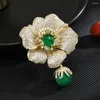 Brooches Emerald Flower Brooch For Women Fashion Gemstone Pendant Pin Clothing Accessories Wedding Bridesmaid Gifts