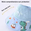 Breite Krempelnhüte Kinder Sonne Hut Kinder Cartoon Dinosaurier Drucken Visier mit UV -Schutz für Kleinkinder Jungen