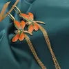 Boucles d'oreilles en peluche tendance ethnique Orang Dragonfly Long Tassel Drop Bringe Simple Vintage Vintage Original pour les bijoux pour femmes