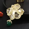 Brooches Emerald Flower Brooch For Women Fashion Gemstone Pendant Pin Clothing Accessories Wedding Bridesmaid Gifts