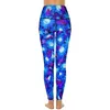 Frauengänge Blau und lila Sonnenblumen Yoga Hosen Blumendruck sexy Push-up ästhetische Sportstrumpfhosen Schnell trocken trainieren Leggins