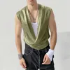 Men's Tank Tops INCERUN 2024 Korean Style Flash Pile Collar Design Casual Clubwear Male Comfortable Sleeveless Vests S-5XL