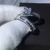 Handgefertigter Luxus weiblicher Schmuck Prinzessin Schnitt 5A Zirkon Stein Weiß Gold gefülltes Verlobungsschwerbaum Ring Set für Frauen 263y