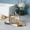Accessorio per bagno set di vetro bottiglia in vetro trasparente vassoio per bagno in cristallino Organizzatore di accessori per distributori di sapone per la casa