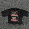 Y2K Moda Tişörtlü Erkek Giysileri Dudaklar Diş Dişleri Grafik Baskılı Gevşek Kısa Kollu Gotik Punk Kaya Pamuk Tişört