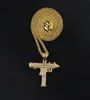 2017 Hip Hop -kettingen Gegraveerde pistoolvorm Uzi Golden hanger Hoge kwaliteit ketting Goudketen Populaire mode hangerse sieraden9594595