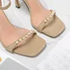 2024 Fashion Women's One Sandled Sandals High Heed Sandals Chaussures exquises confortables LETTRE FEMMES HEURS HEURS BOOTS COURTURES CUIR 35-42