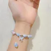 Armreifen süße Mode Kristallperlen Armband für Frauen Schmetterling Anhänger elastische Party Hochzeit Schmuck Geschenke