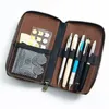 Zíper retrô bolsa bolsa de couro lápis para estudantes escolares caçadores de pepôs saco de lápis com canetas 240429