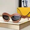 Het modedesigner LW40119 solglasögon för kvinnor acetat metall dubbel ram kattögon glasögon sommar avantgarde personlighetsstil anti-ultraviolet toppkvalitet